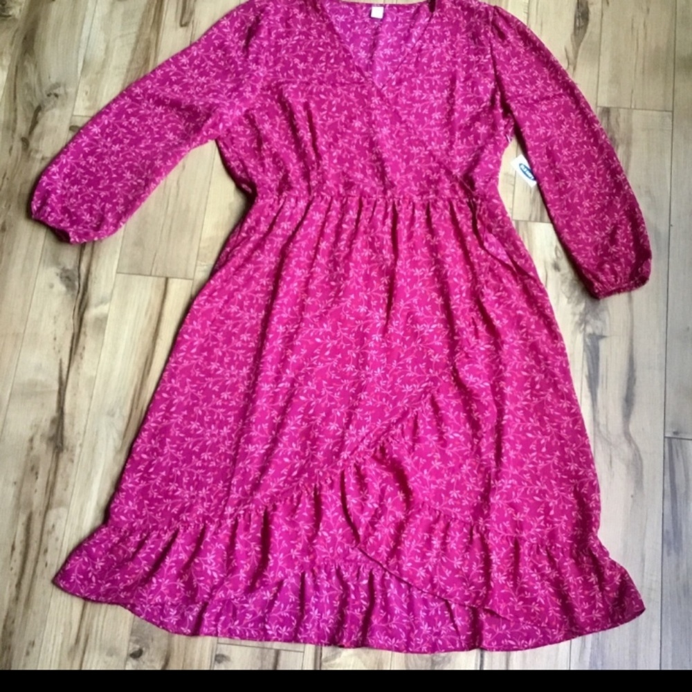 Xl old Navy burgandy ruffle wrap dress
